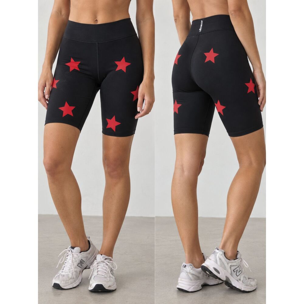 Ultracor Lux Knockout Shorts XS Black Red Star Print High Rise